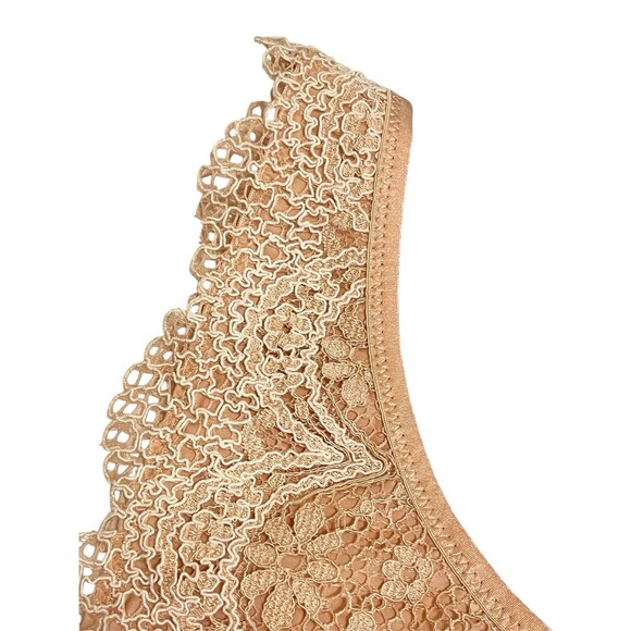 VICTORIA'S SECRET Angel Peach/Cream Long Line Plunge V-Neck Bralette Lace Large - Picture 4 of 5